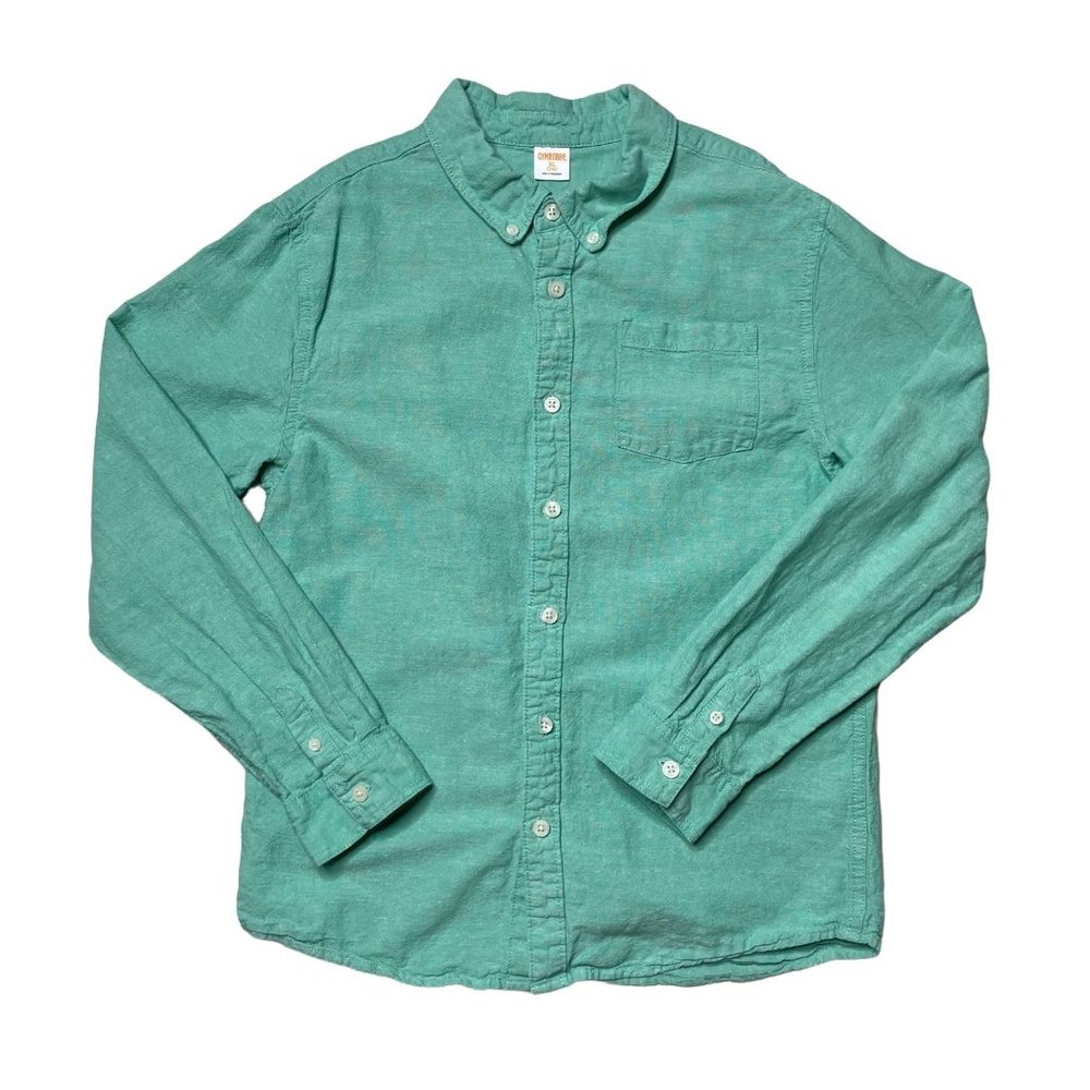 Gymboree XL 14 green linen shirt